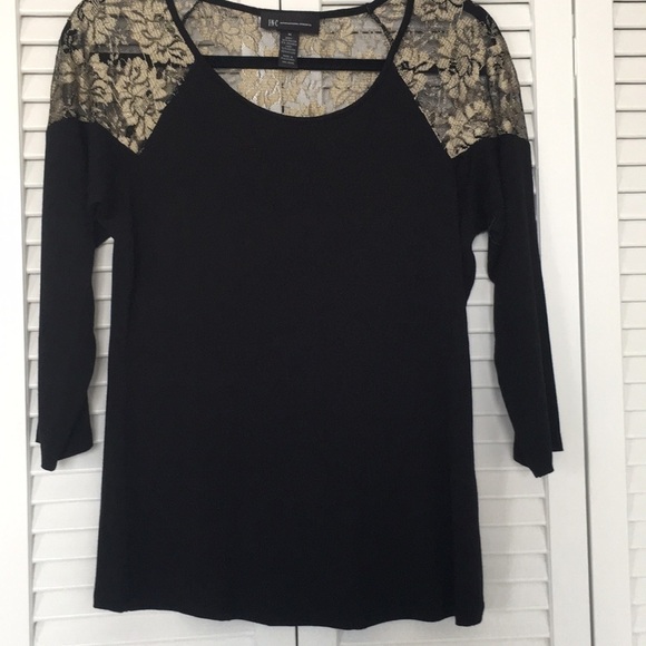 INC black top with gold and black lace - Picture 5 of 8